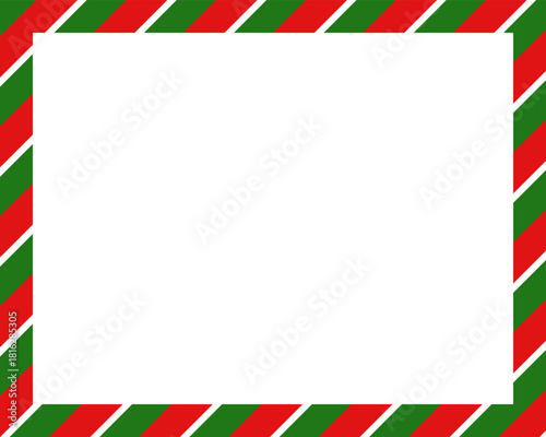 Candy cane christmas frame with blank space. Christmas border. Merry Christmas Candy cane frame card elements decoration. New Year picture frame ribbon. Xmas striped border. Banner or christmas card.