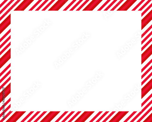 Candy cane christmas frame with blank space. Christmas border. Merry Christmas Candy cane frame card elements decoration. New Year picture frame ribbon. Xmas striped border. Banner or christmas card.