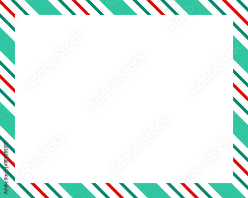 Candy cane christmas frame with blank space. Christmas border. Merry Christmas Candy cane frame card elements decoration. New Year picture frame ribbon. Xmas striped border. Banner or christmas card.