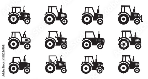 Set of Tractor icon, Tractor vector