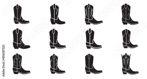 Set of Cowboy boot icon, Cowboy boot vector