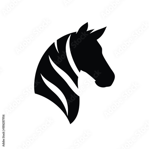 Stylized zebra head silhouette design
