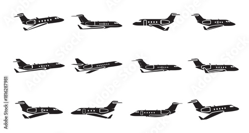 Set of Private Jet icon, Private Jet vector