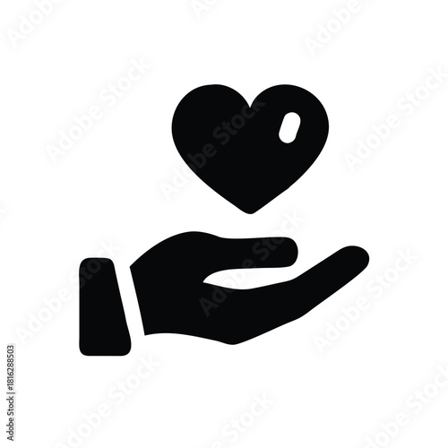 Caring Hand Giving Heart, Charity Concept Icon