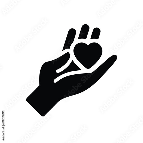 Giving love and kindness vector glyph icon