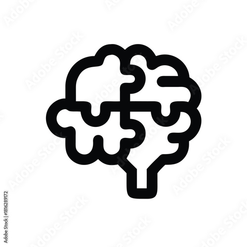 Brain Puzzle Piece Icon Silhouette