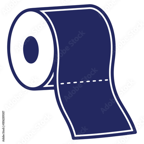 Dark Blue and White Toilet Paper Roll Icon for Hygiene and Sanitation Needs Graphic Element