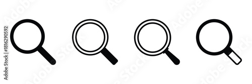 Magnifying glass icon set. Search icon. Magnifying glass symbol for interactive UI and web applications