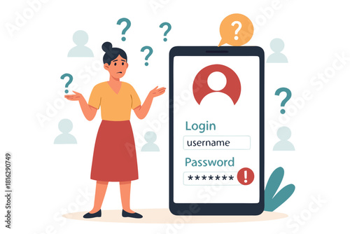 Frustrated woman with login issues faces security problem, unable to access account and needs password reset assistance now
