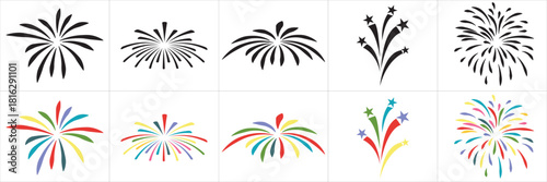  Christmas icon. Holiday symbol. Xmas icons set. fireworks icon. Vector illustration. EPS 10