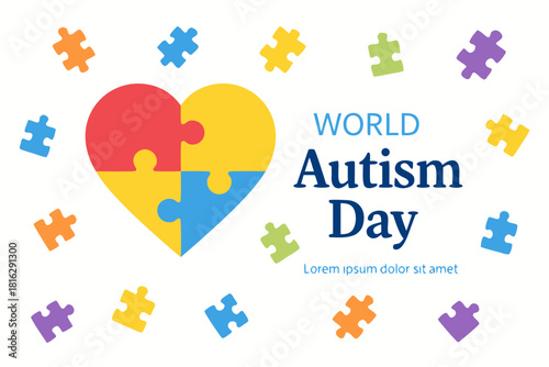 Promote World Autism Day with this uplifting heart puzzle design, ideal for social media campaigns and awareness events globally