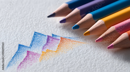 Colorful drawing implements creating abstract lines on textured paper colored pencils creativity