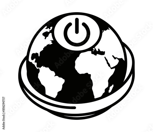 Global power icon representing worldwide energy solutions and sustainable technology initiatives today