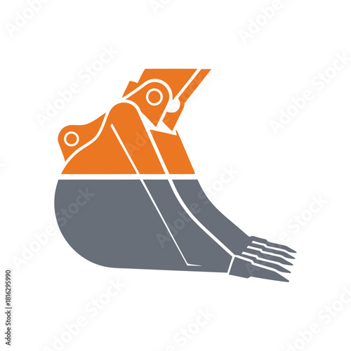 Abstract geometric design featuring orange and gray shapes on a black background artfully composed