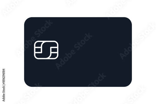 Minimalist dark blue credit card with chip representing secure financial transactions and modern banking