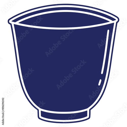 Empty Bowl Illustration in Dark Blue and White Outline for Food Presentation and Design Projects
