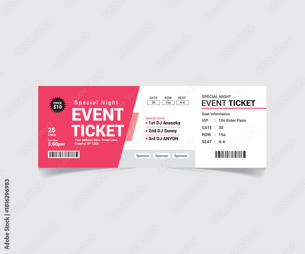Fototapeta premium Event Ticket Template Design
