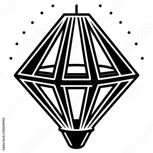 Black and white geometric diamond shape illustration isolated on