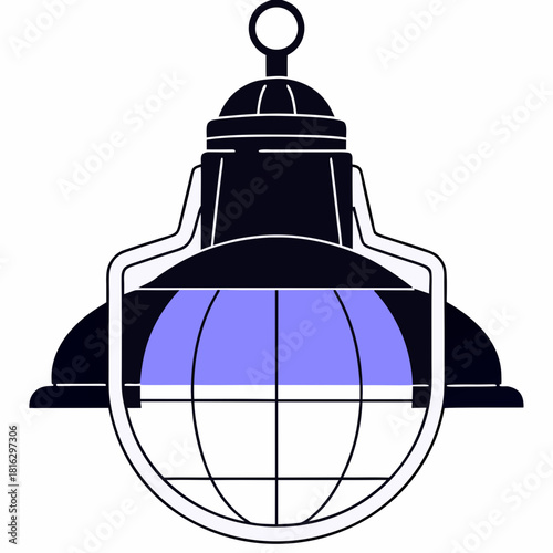 Illustration of a dark, industrialstyle bulkhead light fixture