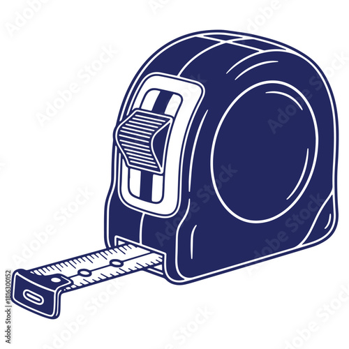 Illustration of a Dark Blue Tape Measure for Construction and Home Improvement Projects Precision and Accuracy in Measurement