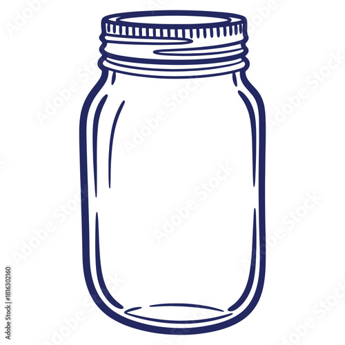 Isolated Mason Jar Illustration with Screw Top Lid Ready for Recipes and Preservation Projects Design Element