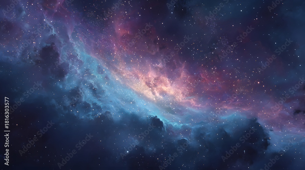 Fototapeta premium Breathtaking View of a Colorful Cosmic Nebula in Deep Space.
