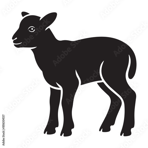 Silhouette of a cute lamb isolated on white background, a charming depiction of innocence and new beginnings in a simple design