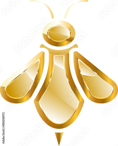 bee gold icon. Isolated on transparent background.
