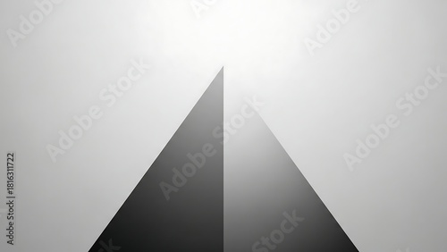Abstract Minimalist Pyramid Shape in Black and White Gradient.