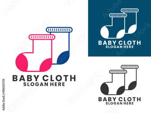 baby socks illustration logo design vector template. baby clothes logo design vector template