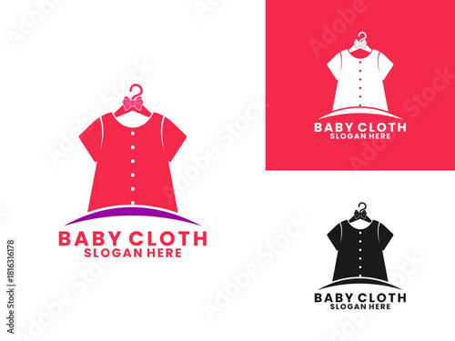 baby girl clothes illustration logo design vector template. baby clothes logo design vector template