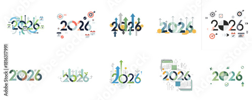 Financial Planning Business Plan 2026 Vector Collection Modern Flat Design for Investment Growth Strategy Schedule