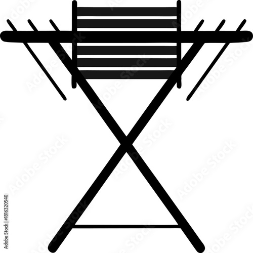 Laundry drying rack silhouette vector black , white background