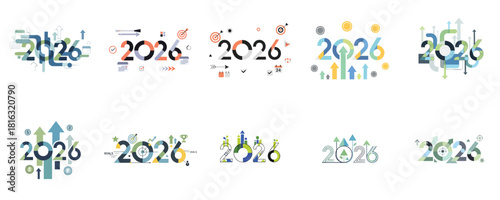 Business Forecasting Maximum Growth 2026 Vector Collection Modern Flat Design for Target Achievement Progress