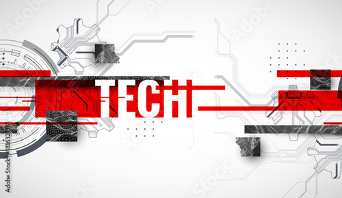Stylized view of gears integrated with microcircuits. Concept of combining mechanics and electronics.