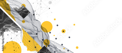 Abstract wireframe background. Modern science art elements. Surface illustration.