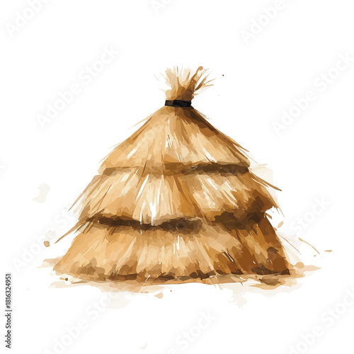 Watercolor_style_painting_of_hand_painted_haystack_on_a_white, Simple Hand-painted watercolor style, vectorized, painting style, vector set available in EPS