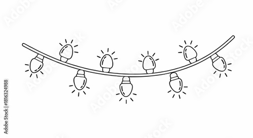 A Gentle Glow of the Holidays: Smooth Curved Line Art Depicting a String of Christmas Lights
