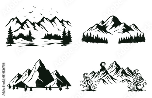 Mountain Silhouette Vector Collection