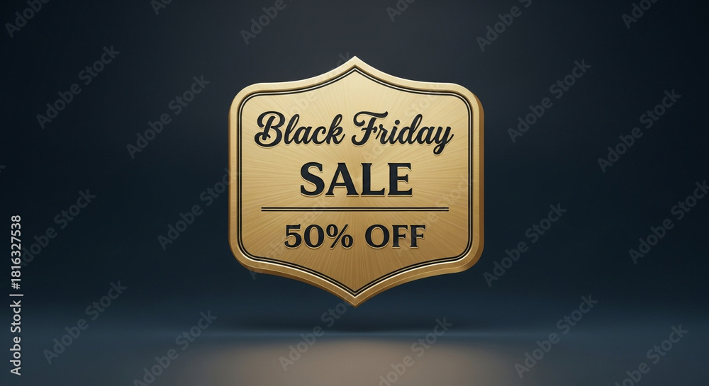 Obraz premium Announce your Black Friday deals with this striking golden 50% off sale badge, perfect for grabbing attention and driving sales for your store now