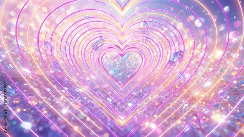 キラキラハートとキラキラ宝石のきゅんきゅんゆめかわいい壁紙