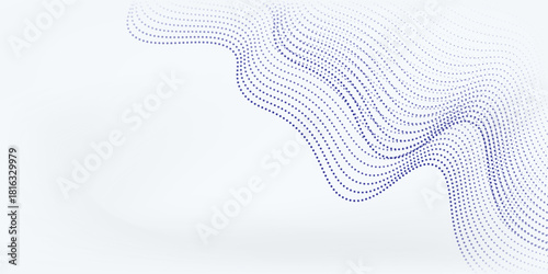 Wave line of flowing particles abstract vector design dotted background, smooth curvy shape dots fluid array. particle art nice futuristic old