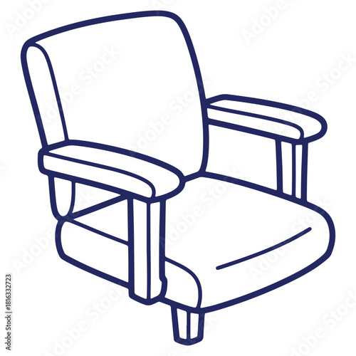 Comfortable armchair line drawing vector illustration for interior design projects and furniture related websites or creative presentations isolated on white background