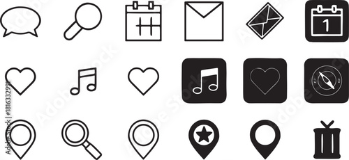 Simplified Icons: A selection of clear, simple, and versatile icons, perfect for web, mobile, and print design, offering a modern touch to user interfaces.