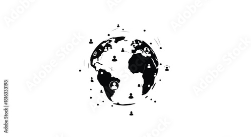 Global network of people connecting around the world