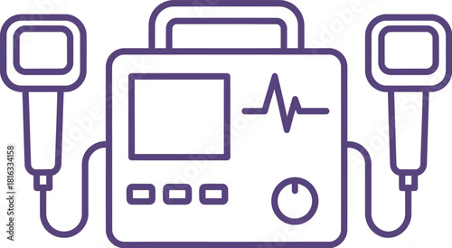 Defibrillator device with heart rhythm display, essential medical equipment for emergencies