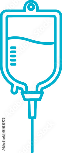 Simple graphic of a medical IV drip bag with fluid, representing healthcare and treatment.