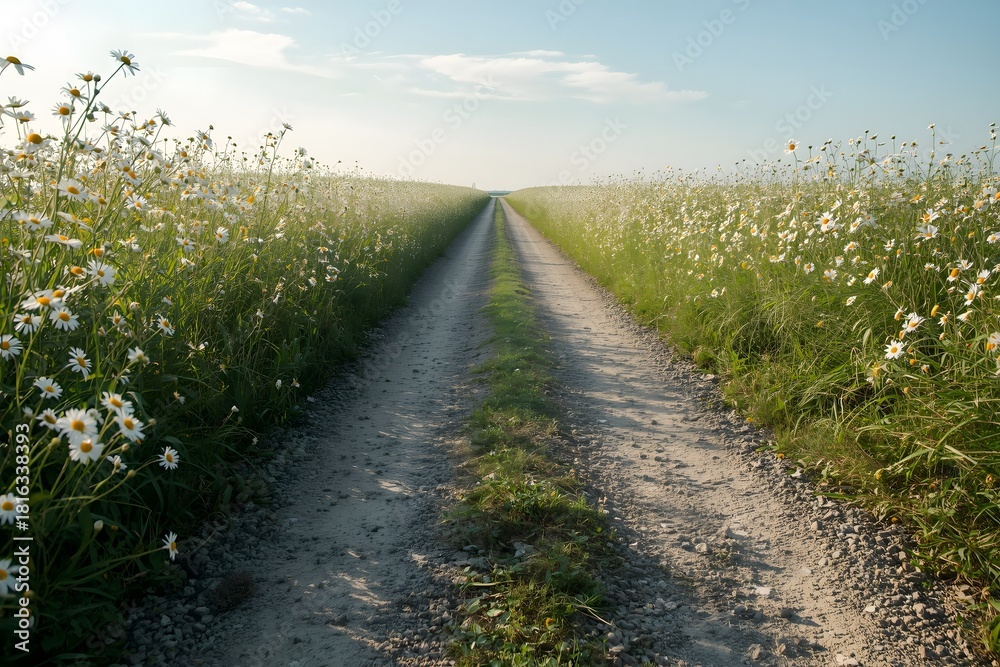Naklejka premium Daisy field path