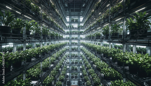 Vertical Farm Skyscraper with LED Hydroponics