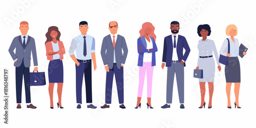 Diverse group of business people standing together professionally